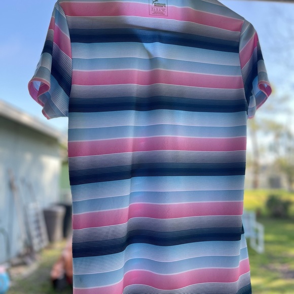 Puma Blue and Pink Striped Gradient Polo Size Medium MSP$50 - Picture 7 of 16